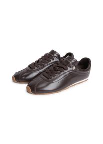 Sneaker Tommy Hilfiger "BELLA SNEAKER LEATHER", Damen, Gr. 42, dunkelbraun, Nappaleder, Basic, Schuhe Sneaker, Freizeitschuh, Halbschuh, Schn&uuml;rschuh im Retro-Look