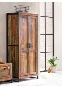 Garderobenschrank Sit "Massiver Schrank aus recyceltem Altholz", braun, B:80cm H:180cm T:45cm, Massivholz, Metall, Schr&auml;nke, Garderobenschrank, Angefertigt aus Holz von Fischerbooten