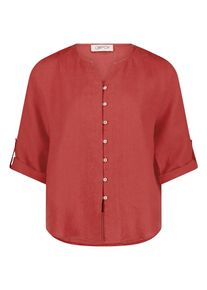 Klassische Bluse Cartoon "Leinenbluse mit V-Ausschnitt", Damen, Gr. 46, braun (rust braun), Obermaterial: 100% Leinen LI., Blusen Klassische Bluse
