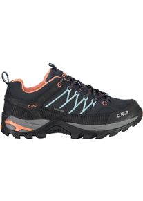 Wanderschuh CMP "RIGEL LOW WMN WP TREKKING SHOES", Damen, Gr. 38, blau (b.blau, giada, peach), Leder, Schuhe Wanderschuh, wasserdicht