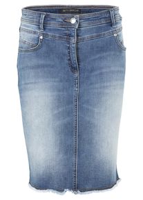 Jeansrock Betty Barclay "Jeansrock mit Fransen", Damen, Gr. 36, blau (light blau denim), Einsatz: 83% Baumwolle CO. 15% Polyester PES. 2% Elasthan EL., R&ouml;cke Jeansrock
