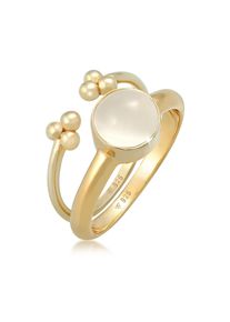 Ring-Set Elli Premium "Ring Mondstein Rund Kugel 2er Set 925 Silber" Gr. 58, gold, Fingerringe, Damen, 58,mit Stein, Silber 925 (Sterlingsilber), 8mm, Ring-Set