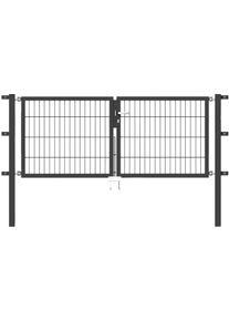 Zaundoppelt&uuml;r Alberts "Flexo", grau (anthrazit), B:200cm H:80cm, Stahl, Tore, Zaundoppelt&uuml;r, 200 cm Breite, in versch. H&ouml;hen