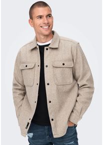 Only & Sons ONLY & SONS "ONSASH OVR WOOLEN LOOK PKT LS SHIRT NOOS" Kunstfaser, regular fit