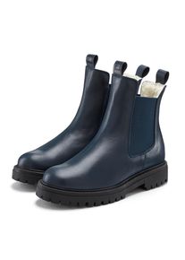 Stiefelette ELBSAND "Chelseaboots, Stiefel, Boots, Winterstiefel, Schlupfstiefel", Damen, Gr. 42, blau (marine), Obermaterial: 100% Rindsleder. Decksohle: 100% Textilmaterial. Futter: 100% Textilmaterial. Laufsohle: 100% Synthetik, unifarben, Schuhe Stiefelette, aus Leder mit Warmfutter, Lederstiefelette