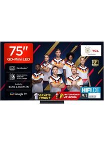 TCL Mini-LED-Fernseher "75Q8CX7", Energieeffizienz: D, schwarz, 75 &Prime;, Fernseher, Audio von Bang & Olufsen, Smart TV, Apple TV, 144Hz, 4K, Dolby Vision, Mini-LED-Fernseher