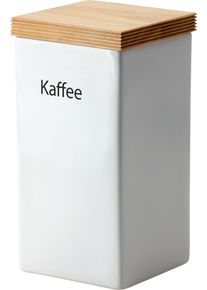 Vorratsdose CONTINENTA, wei&szlig;, B:10cm H:20,5cm L:10cm, Holz, Keramik, Lebensmittelaufbewahrungsbeh&auml;lter, Vorratsdose, Handarbeit