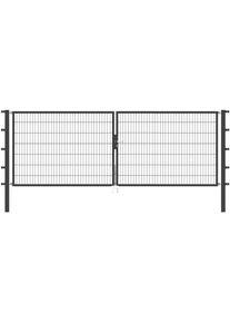 Zaundoppelt&uuml;r Alberts "Flexo", grau (anthrazit), B:400cm H:140cm, Stahl, Tore, Zaundoppelt&uuml;r, 400 cm Breite, in versch. H&ouml;hen