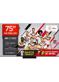TCL Mini-LED-Fernseher "75Q7CX1", Energieeffizienz: F, schwarz, 75, Fernseher, Audio von Bang & Olufsen, Dolby Vision, Smart TV, Apple TV, 4K HDR, Mini-LED-Fernseher