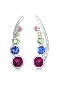 Paar Ohrstecker Elli "Ohrringe Earclimber Regenbogen Glas Kristalle 925 Sterling Silber" Gr. 17, silber, Ohrringe, Damen, mit Stein, Silber 925 (Sterlingsilber), Paar Ohrstecker