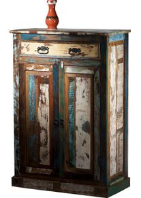 Highboard Sit "Riverboat", bunt, B:82cm H:120cm T:40cm, Massivholz, Recyceltes Altholz, Sideboards, Highboard, aus recyceltem Altholz, Shabby Chic, Vintage