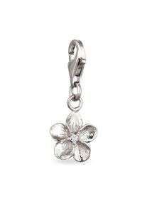 Charm-Einh&auml;nger Elli "Charm Frangipani Blume Stein Zirkonia Wei&szlig; 925 Sterling Silber" Gr. 23, silber, Charms, Damen, Blacklist, Silber 925 (Sterlingsilber), Charm-Einh&auml;nger