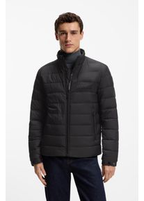 Steppjacke BOSS "Cenitos Premium Menswear", Herren, Gr. 50, schwarz (schwarz 001), Web, Obermaterial: 100% Polyester, unifarben, regular fit normal, 2-Knopf-Manschette verstellbar, Jacken Steppjacke, mit Stehkragen, regular fit
