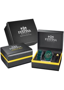 Chronograph Festina "Chrono Bike 2025 Special Edition", gr&uuml;n, Armbanduhren, Herren, Chronograph, Quarzuhr, Armbanduhr, Herrenuhr, Edelstahlarmband