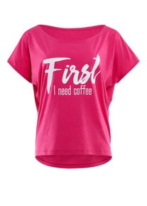 Oversize-Shirt WINSHAPE "MCT002 ultra leicht", Damen, Gr. L, pink (deep pink, glitzer wei&szlig;), 50% Modal, 50% Baumwolle, U-Boot-Ausschnitt, Shirts Oversize-Shirt, mit wei&szlig;em Glitzer-Aufdruck