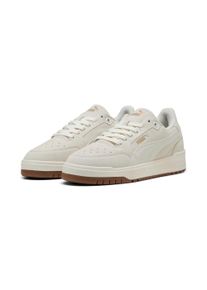 Sneaker Puma "SHUFFLE DOWNTOWN SD", Herren, Gr. 41, wei&szlig; (warm wei&szlig;, vapor gray, Puma gold), Leder, Schuhe Sneaker, Obermaterial aus Leder, leicht profilierte Gummilaufsohle