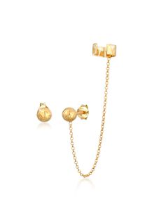 Paar Ohrstecker Elli "Ohrringe Earcuff Klemme Stecker Kugel 925 Silber", gold, Ohrringe, Damen, ohne Stein, Silber 925 (Sterlingsilber), Paar Ohrstecker