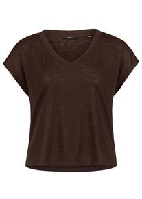 Shirttop Zero "Kurzarm-Shirt mit V-Ausschnitt", Damen, Gr. 34, rot (chocolate plum), Obermaterial: 55% Viskose CV. 45% Polyester PES., Tops Shirttop