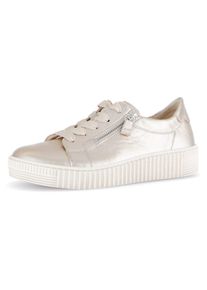 Plateausneaker Gabor, Damen, Gr. 38, gold (goldfarben), Nappaleder, metallic, Schuhe Plateausneaker, Freizeitschuh, Halbschuh, Schn&uuml;rschuh mit dezenten Ziern&auml;hten