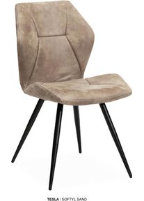 Esszimmerstuhl OMG DESIGN "Tesla", sand, schwarz, sand, B:52cm H:90cm T:62,5cm, Polyester, St&uuml;hle, Esszimmerstuhl, Esszimmerstuhl, pflegeleichter Bezug