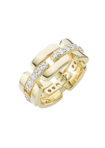 Silberring "Ring mit wei&szlig;en Zirkonia, vergoldet, Silber 925" Gr. 56, gold, Giorgio Martello MILANO, Fingerringe, Damen, 56, Silber 925 (Sterlingsilber), Silberring