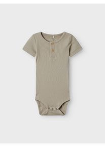 Kurzarmbody name it "NBMKAB SS BODY NOOS", Jungen, Gr. 56, N-Gr, beige (pure cashmere), Jersey, Obermaterial: 57% Baumwolle, 38% Modal, 5% Elasthan, unifarben, regular fit normal, Rundhals, Bodys Kurzarmbody, Baumwollmischung, Kurzarm, Knopf-Details