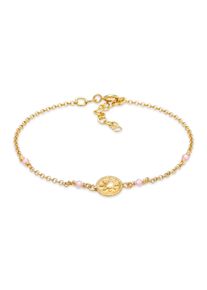 Armkette Elli "Armband Coin Rund Sonne Antik Rosa Quarz 925er Silber" Gr. 160, gold, Armb&auml;nder, Damen, Silber 925 (Sterlingsilber), Armkette
