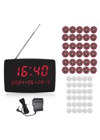 Professional Wireless Calling System High Sensitivity 30 Table Bell Buttons Caregiver Pager Receiver for Restaurant Hotel Clinic
