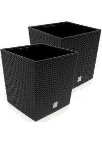 Deuba Wicker Blumentopf Rato Low 2er-Set Anthrazit 32x32x33cm