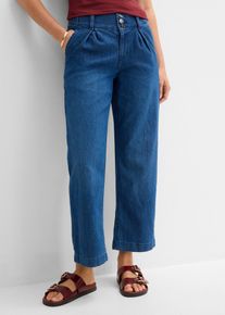 bonprix Cropped Wide-Leg-Jeans High Waist Bequembund, blau, Gr.40, Kn&ouml;chelfreie High-Waist-Jeans bietet Bewegungsfreiheit f&uuml;r jede Silhouette, 82% Baumwolle