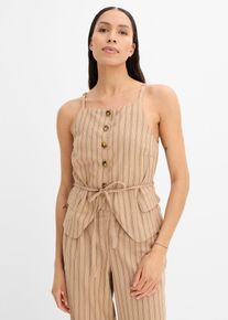 bonprix Femei Vestă tip blazer din mix răcoros cu in, bej, 48