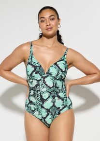 bonprix Femei Costum de baie cu efect de modelare ușor, cu bretele reglabile, verde, 44