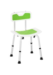 HOMCOM Shower Chair, 6-Level Height Adjustable Shower Stool with Backrest, Curved Seat, Anti-slip Foot Pads, 136kg Capacity, Green | Aosom Ireland