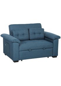 HOMCOM Pull Out Sofa Bed, Fabric 2 Seater Click Clack Sofa Bed Settee with 2 Pocket Springs, Convertible Sofa Couch with Pillows and Side Pockets for Living Room, Home Office, Blue | Aosom Ireland