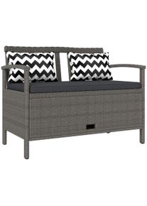 Outsunny 160L Storage Two-Seater Rattan Bench - Grey | Aosom Ireland