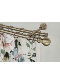 Gardinenstange Garesa "ANDREA", gold (antikmessingfarben), L:250cm &Oslash;:20mm, Metall, Gardinenstangen, Gardinenstange, Vorhanggarnitur, verl&auml;ngerbar, Endknopf Kugel lang, mit Ringen