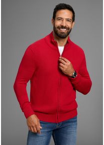 MAN'S WORLD Strickjacke MAN'S WORLD "in vielen Farben Preis- Leistungsbestseller", Herren, Gr. S (44/46), rot (dunkelrot), Strick, Obermaterial: 50% Baumwolle, 50% Polyacryl, unifarben, Basic, regular fit, ohne Ausschnitt, Rippstrickb&uuml;ndchen, Strickjacken Strickjacke, aus Baumwollmischung, bequeme Pa&szlig;form