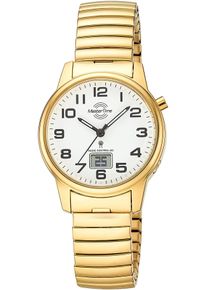 Funkuhr MASTER TIME, gold (goldfarben), Armbanduhren, Damen, Funkuhr, Quarzuhr, Armbanduhr, Damenuhr, Edelstahlarmband, analog, digital