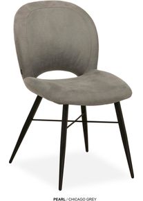 Esszimmerstuhl OMG DESIGN "Pearl", grau, schwarz, grau, B:50cm H:86cm T:62cm, Polyester, St&uuml;hle, Esszimmerstuhl, Esszimmerstuhl, pflegeleichter Bezug