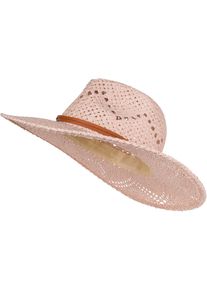 Sonnenhut styleBREAKER "Panama Strohhut mit Stoff Zierband", Damen, rosa (altrose), Obermaterial: 100% Papierstroh PAS., Modisch, H&uuml;te Sonnenhut