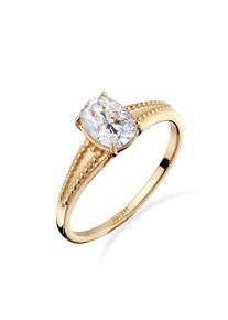 Silberring Elli Premium "Ring Verlobungsring Moissanit Wei&szlig; 375 Gelbgold" Gr. 58, gold, Fingerringe, Damen, 58, Gelbgold 375, Silberring