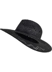 Sonnenhut styleBREAKER "Panama Strohhut mit Stoff Zierband", Damen, schwarz, Obermaterial: 100% Papierstroh PAS., Modisch, H&uuml;te Sonnenhut
