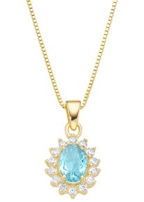 Kette mit Anh&auml;nger Firetti "Schmuck Geschenk Silber 925 Halsschmuck Halskette Venezianer Bl&uuml;te", blau (gelbgoldfarben, hellblau, kristallwei&szlig;), Halsketten, Damen, Silber 925 (Sterlingsilber), L: 45 B: 0,65mm, Kette mit Anh&auml;nger, mit Kristallstein, Zirkonia (synth.), B:0,65mm