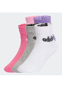 Funktionssocken adidas Performance "KIDS LIN ANK 5P", M&auml;dchen, Gr. XL (28/30), rosa (true pink, pink fusion, violet fusion, medium grau heather), Obermaterial: 68% Baumwolle, 29% Polyester, 2% Elasthan, 1% sonstige Fasern, Socken Funktionssocken