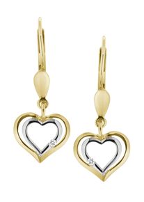 Paar Ohrh&auml;nger Firetti "Schmuck Geschenk Gold 333 Ohrschmuck Patentbrisur Herz Glitzer", gold (gelbgoldfarben, wei&szlig;goldfarben), Ohrringe, Damen, 0,02 P2 = erkennbare Einschl&uuml;sse, Diamanten Gelbgold 333, Diamanten, Gelbgold 333, Paar Ohrh&auml;nger, mit Brillant - eingeriebene Fassung