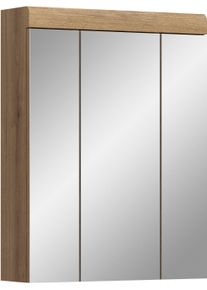 Spiegelschrank Welltime "SIENA, Breite 60cm, 3 Spiegelt&uuml;ren, 9 F&auml;cher, 6 Einlegeb&ouml;den", evoke oak nachbildung, spiegelglas, B:60cm H:79cm T:18cm, FSC-zertifizierter Holzwerkstoff, Glas, Schr&auml;nke, Spiegelschrank, in verschiedenen Farben erh&auml;ltlich, Badm&ouml;bel, Badschrank, Schrank, Bad