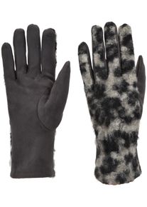 Baumwollhandschuhe styleBREAKER "Touchscreen Handschuhe mit Leoparden Muster", Damen, grau (grau, schwarz), Obermaterial: 5% Elasthan EL. 95% Polyester PES., Modisch, Handschuhe Baumwollhandschuhe