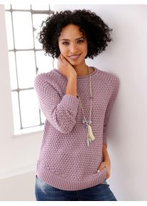 Rundhalspullover Heine "Pullover", Damen, Gr. 50, lila (mauve), 100% Polyacryl, unifarben, Pullover Rundhalspullover