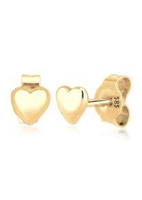 Paar Ohrstecker Elli Premium "Ohrringe Herz Liebe Geschenkidee 585 Gelbgold" Gr. 4, gold, Ohrringe, Damen, ohne Stein, Gelbgold 585, Paar Ohrstecker