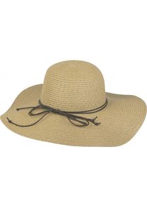 Sonnenhut styleBREAKER "Floppy Sonnenhut mit schmalem Zierband und Schleife", Damen, braun (hellbraun), Obermaterial: 100% Papierstroh PAS., Modisch, H&uuml;te Sonnenhut